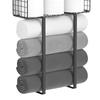 Bucolic Wood and Metal Vertical Towel Rack Bathroom Storage Double Layer Space Saving Solution Metal Wood Towel Rack