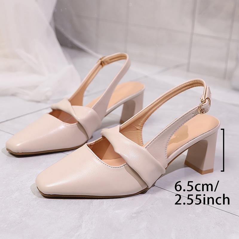 

Женские сандалии во французском стиле, закрывающие носок, с нежным сказочным ветром, с открытой пяткой, туфли-лодочки на высоком каблуке, летняя новинка, резиновая подошва 41 бежевый