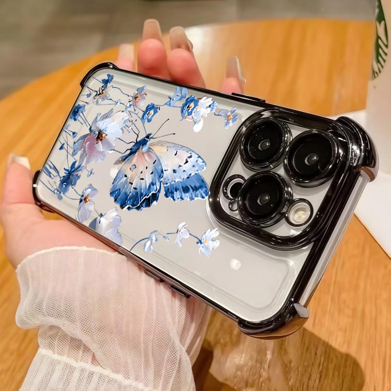 Schmetterlings-Beschichtung Klare Handyhülle Für iPhone 17 Air 16 e 15 14 13 12 11 Pro Max Plus Mini SE 2020 2022 Anti-Fall Airbag