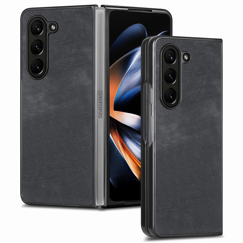 For Samsung Galaxy Z Fold6 5G Case Retro PU Leather Coated PC Folding Phone Cover