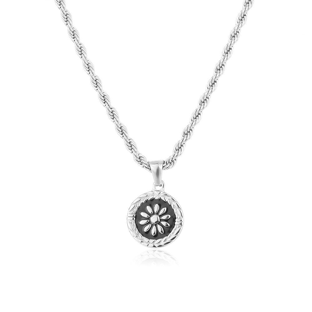 Goldene Runde Antike Münze Eingelegte Halskette Unisex High-End Vielseitige Pulloverkette Wasserdicht Schweißfest Nicht Verblassend