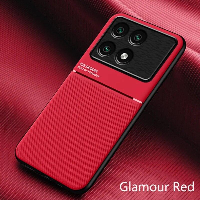 

Магнітний шкіряний чохол із PU для Xiaomi Poco X6 Pro Cover Автомобільний тримач Розкішний силіконовий захисний чохол для телефону для Poco X4 GT X5 Pro 5G For Poco X4 GT червоний