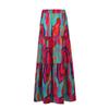 Women's Fashion Bohemian Print Elastic Waist Skirt Loose Casual High Waist Tie Long Skirt