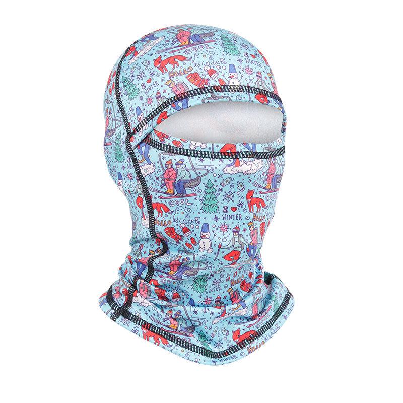 Winter Parent-Child Ski Mask with Windproof Neck Protection, Lined Hood, and Integrated Cycling Headwear