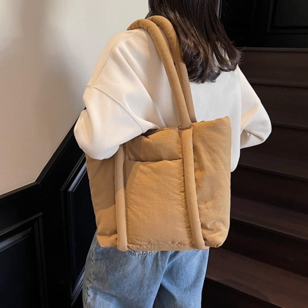 Stylish Large Capacity Handbag with Compartments Tote Bag Casual Puffer Carryall Bag  Women