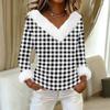 Women's T Shirt Tee Print Shirt Long Sleeve Party Fleece Collar V Neck  Top
