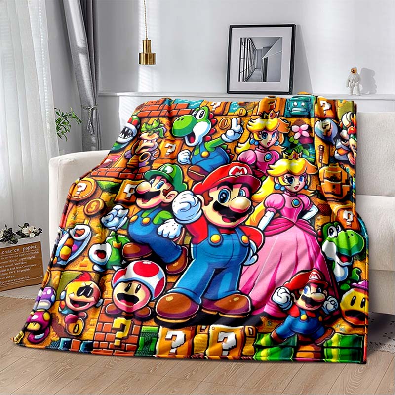 Super Mario game blanket, warm and comfortable flannel blanket, suitable for bedrooms, sofas, beds, chairs