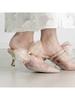 Fashion Elegant Fashion Sandals for Women, Spring/Summer 2025 New Sweet Bow Sparkling Flip-flops, Thin Heels, Toe Wraps and High Heels