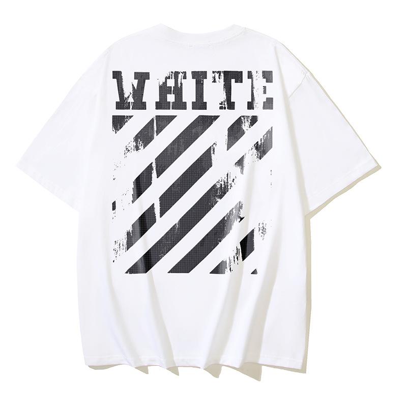Off-White 2025 Summer New OW Dissolved Zebra Stripe Printed Short Sleeved T-shirt for Men and Women