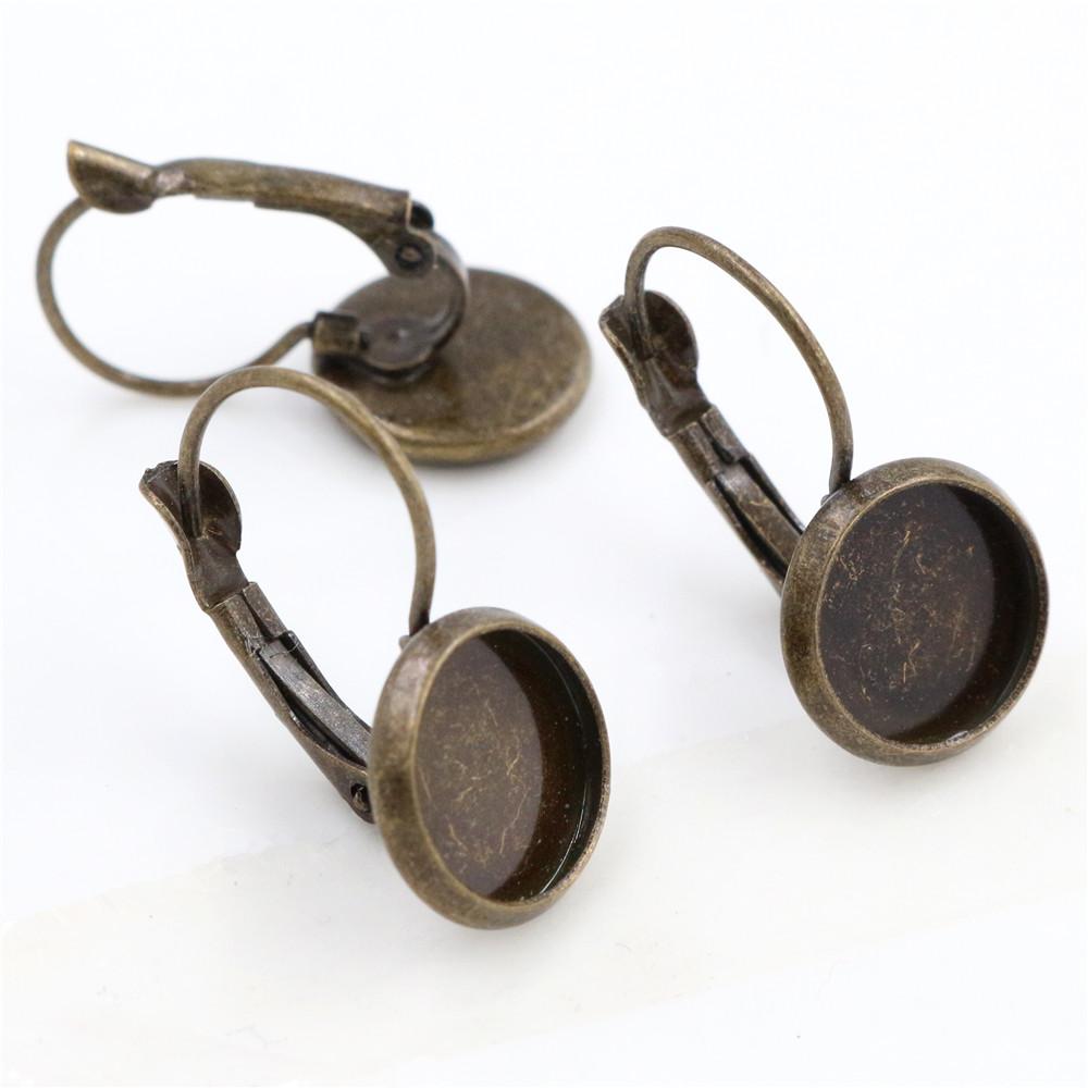 10mm 10pcs 9 Colors Plated French Lever Back Earrings Blank/Base,Fit 10mm Glass Cabochons,Buttons;Earring Bezels