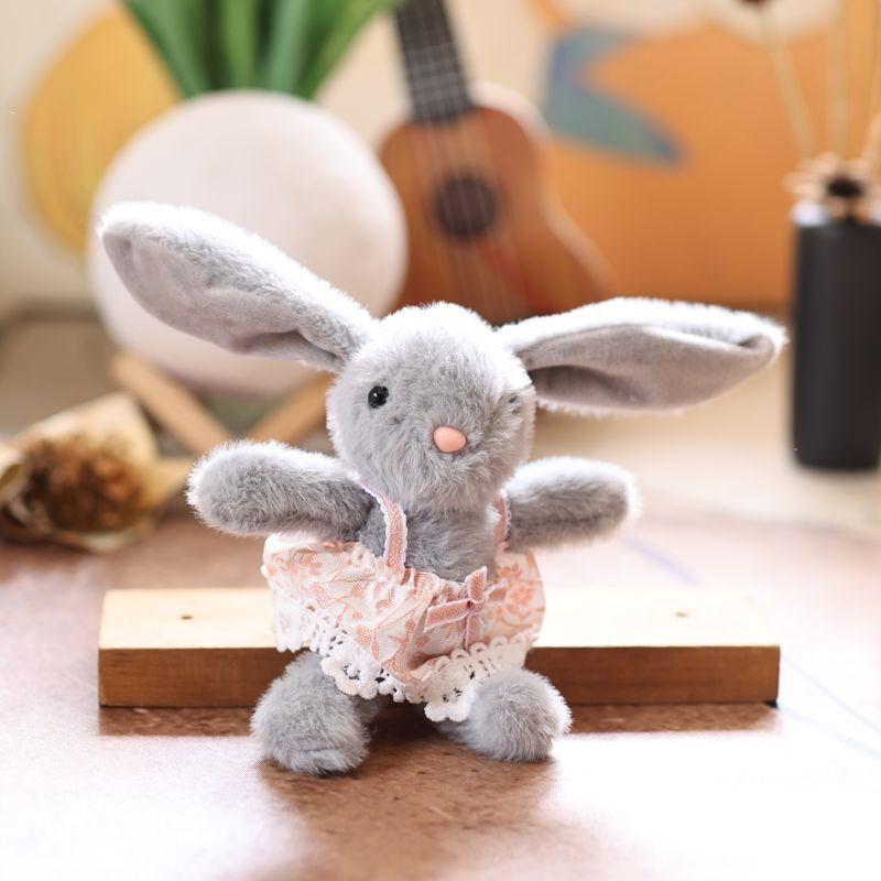 Cute Skirt Bunny Plush Toy Pendant Key Chain Bag Decor For Gift And Kids Play
