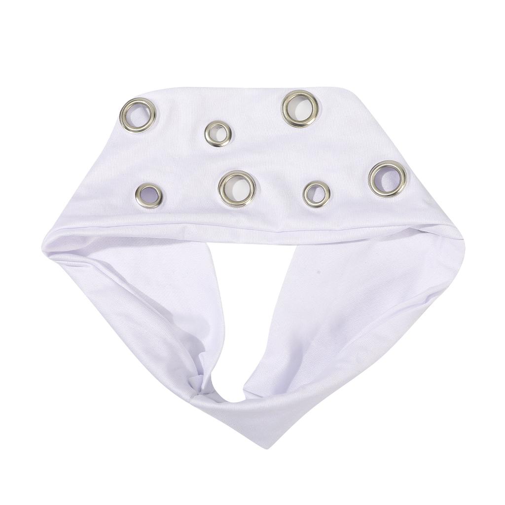 AWAYTR Punk Girl Hollowed Out Eyelets Wide Elastic Headband Stretchy Metal Rock Sports Grommet Headband Hair Accessories