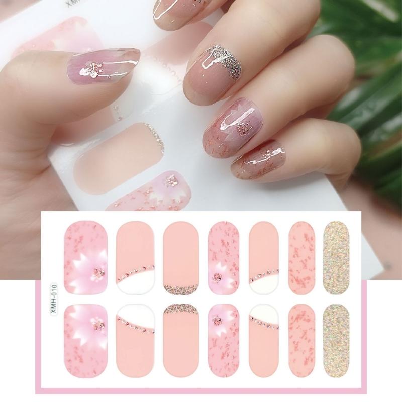 Flower Gradient Nail Sticker Full Wraps Nail Art Stickers Self-Adhesive Nail Art Decal Strips for DIY Nail Art Decor