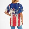 Damen-T-Shirt, T-Shirt, bedruckt, Knopfleiste, kurzärmelig, für den Alltag, Wochenende, modisch, Basic, V-Ausschnitt, normales Oberteil