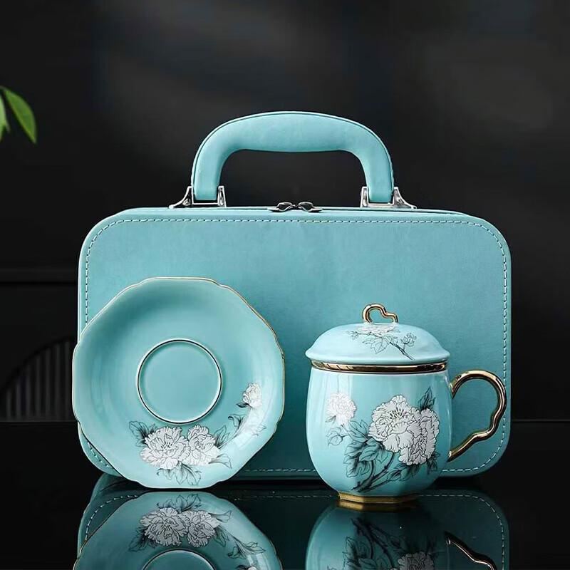 Floral Prosperity Ceramic Office Tea Set
