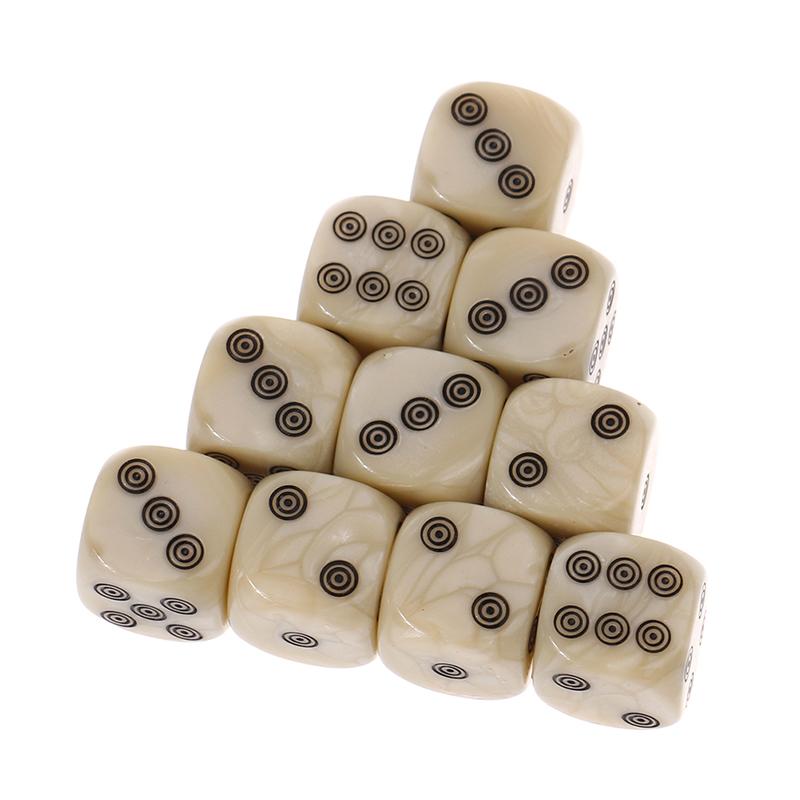 10Pcs 16Mm Acrylic Ivory Dice D6 Dice For Board Game Round Entertainment Party
