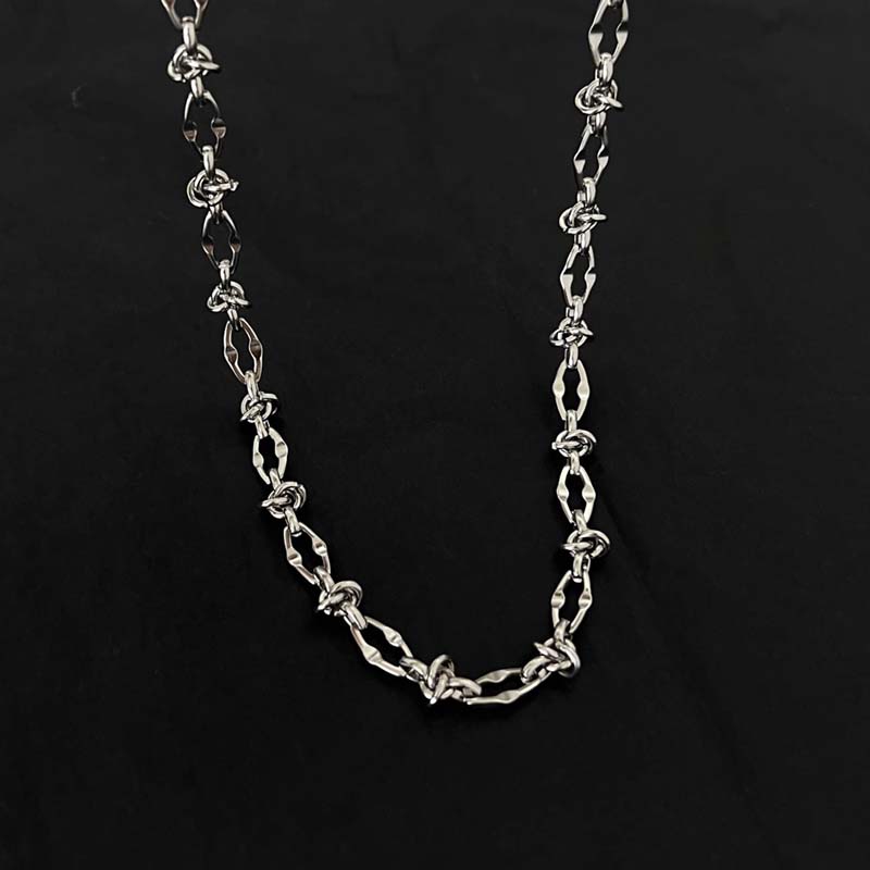 Stainless Steel Metal Geometric Necklace For Man Woman Punk Hip Hop Silver Irregular Sweater Chain Choke Jewelry