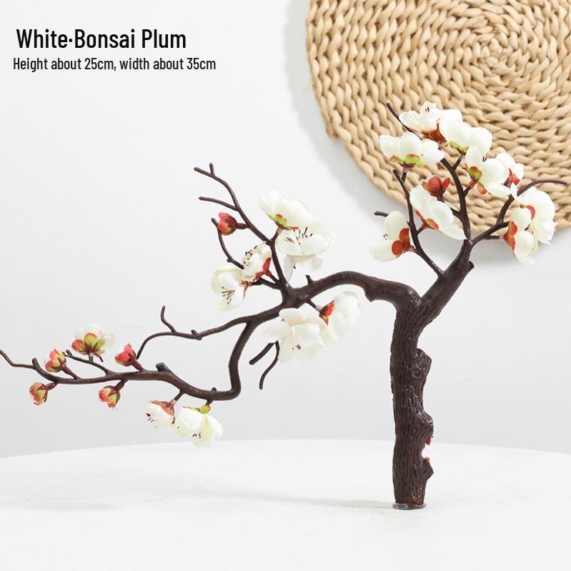 Artificial Plum & Peach Blossom Bonsai: Winter Sweet Flower Decor for Living Room or Study