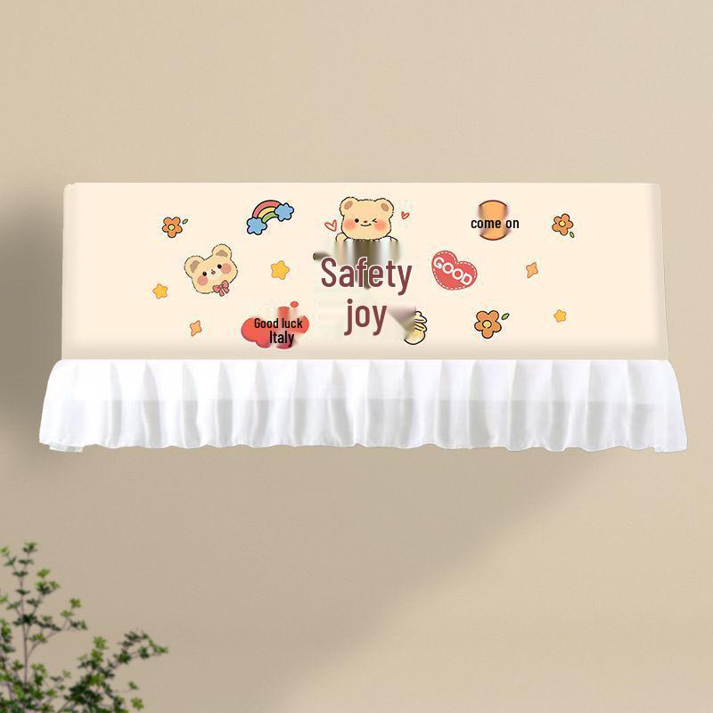 Air Conditioner Wind Deflector: Prevents Direct Blowing with Cute Print, Fits Hanging Units, Fully Enclosed Dust Cover Included.