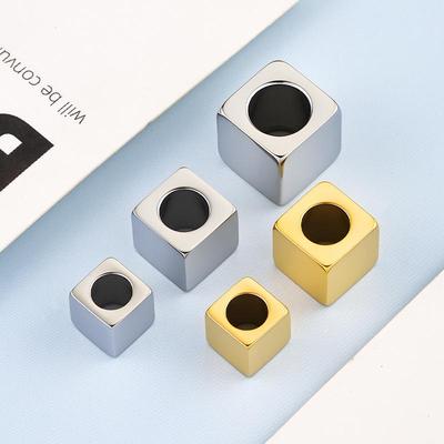 Polished 304 Stainless Steel Square Beads for DIY Jewelry & Bracelets - Logo Customizable