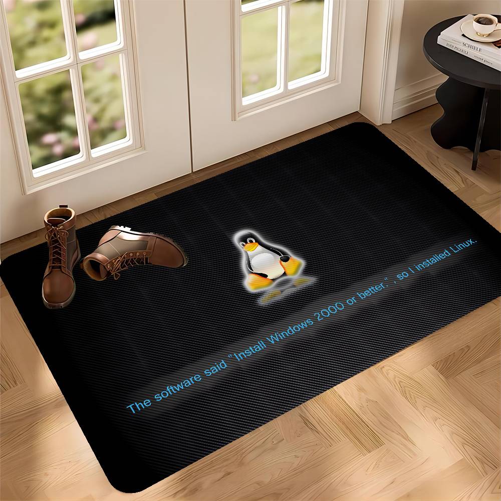 Linux Betriebssystem Tux Pinguin Anime Fußmatte Rechteckig Zuhause Weich Badezimmer Matte Eingangstür Innen Außen Matte Willkommen Fußmatte