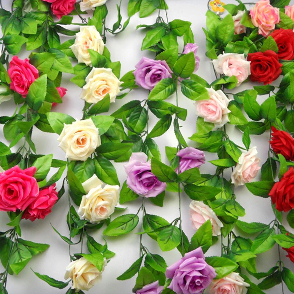 Buy 1x 8 Ft Artificial Silk Rose Flower Ivy Vine Leaf Garland Wedding
