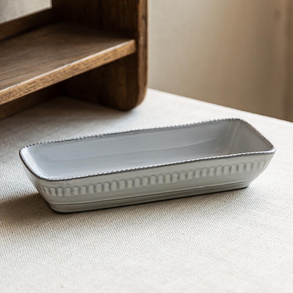 Japanese-Style Rectangular Ceramic Large Bowl Simple Relief Tableware Household Dish Bowl Sushi Plate Special Plate Commercial