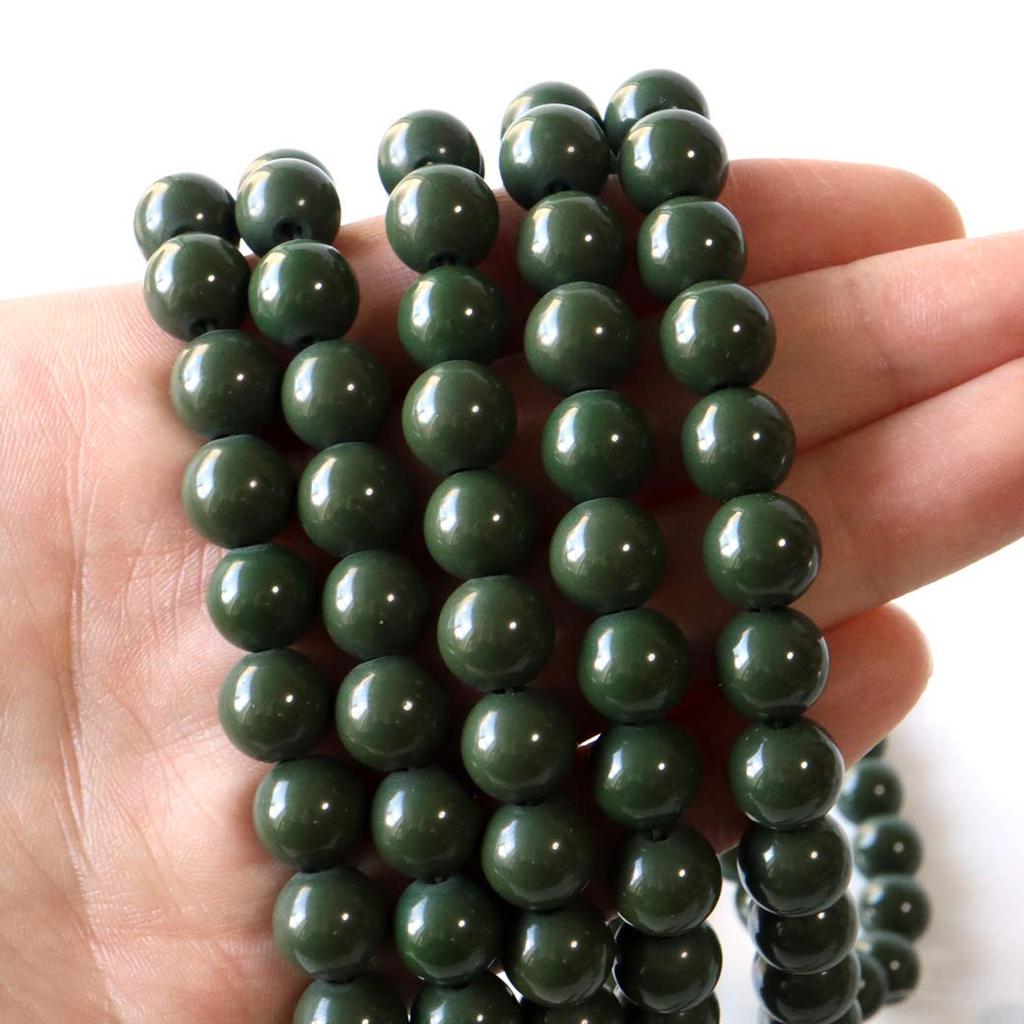 [GOLD STONE] Green Beitou Stone Strand, 40cm, from Taiwan, Negative Ion Measured, Radium Green Hokutolite, 10mm
