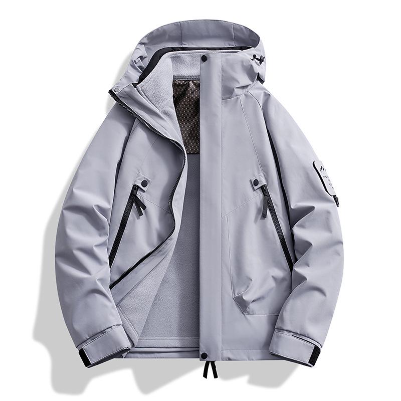 

Men s 3-in-1 Hooded Casual Work Jacket with Logo Print Extra Large