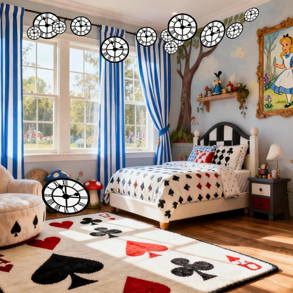 20 Pcs Vintage Paper Hanging Clock Decorations – Steampunk, Fantasy & Wonderland Theme Wall/Ceiling Decor | Halloween, New Year, Wedding | Living