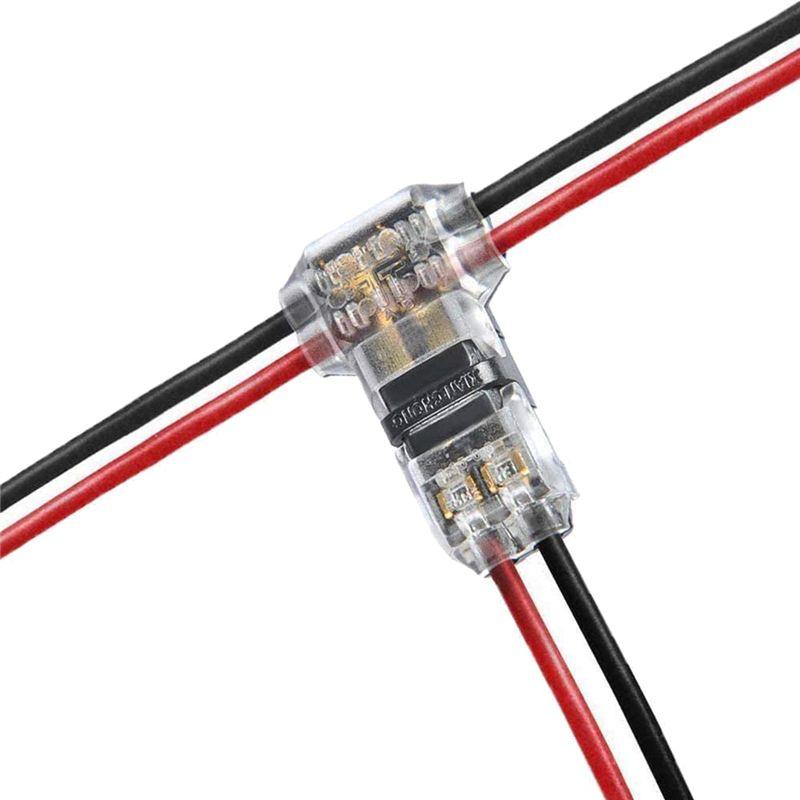 AEE4-Wire Connectors - Low Voltage T Tap Wire Connector, 3 Way Wire Connector, T Type 2 Pin Solderless Fits 24-20 AWG