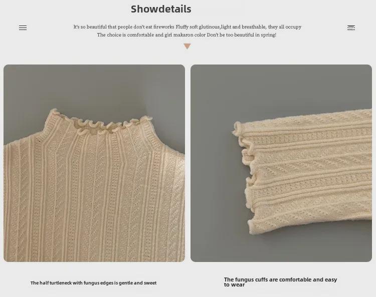 Ruffled Half-High Collar Knit Sweater for Women - Autumn/Winter 2025 Long Sleeve Top