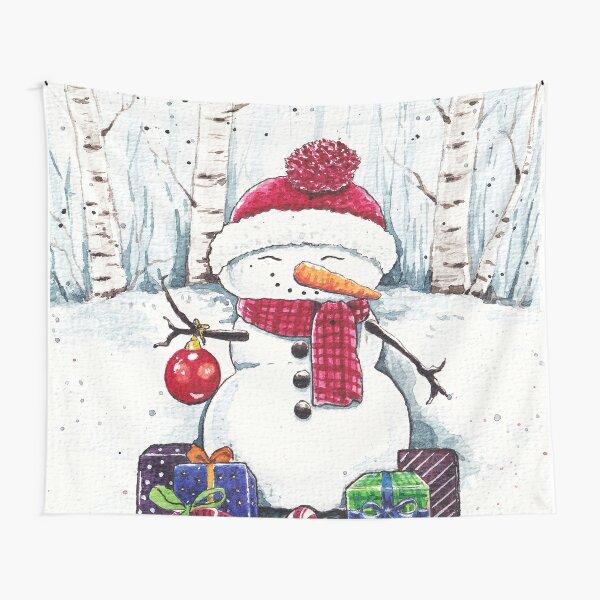 Snowman Tapestry Merry Christmas Tapestry Xmas New Year Winter Party Decoration Wall Hanging for Bedroom Living Room Dorm Decor