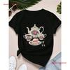 Elegant Tea Set Pattern T Shirt Unisexs Breathable Sports Vintage Graphic Designer Clothes Soft Homme Slightly Stretched