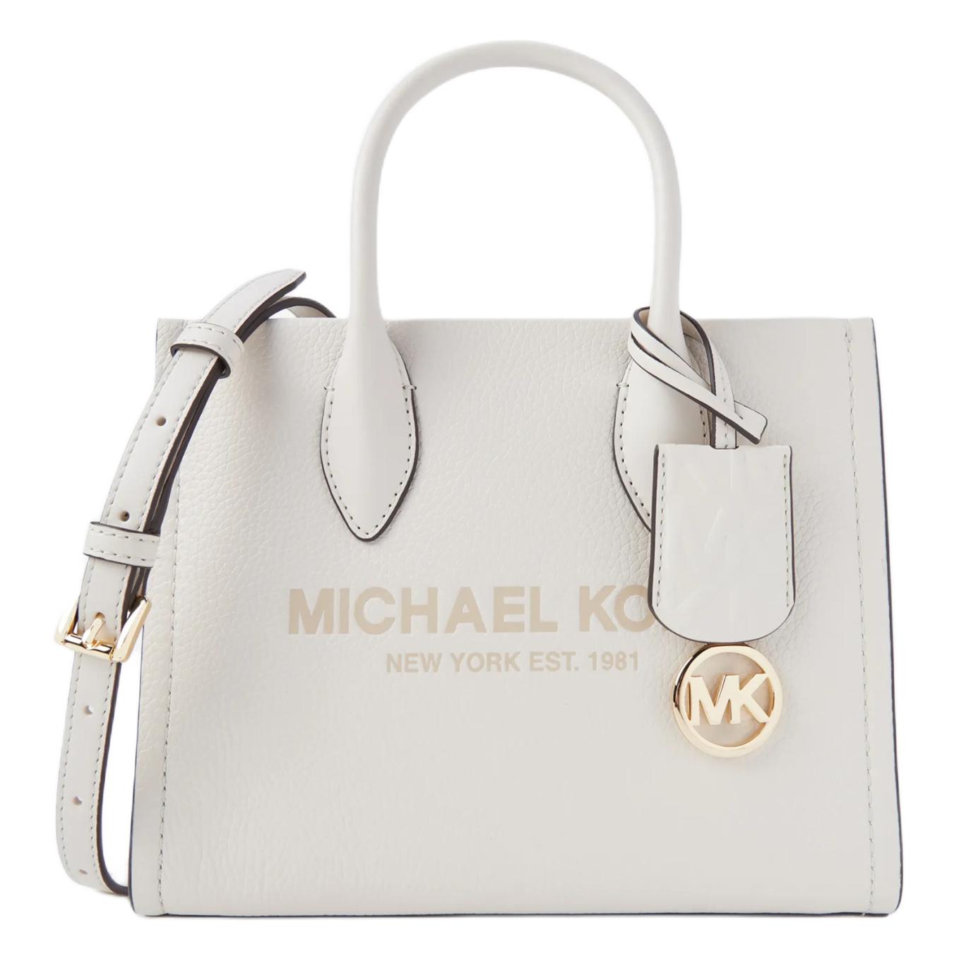 

Michael Kors MK Mirella Printed Solid Commuter Leather Crossbody Tote Bag Small Women Bags Cream 35S2G7ZC5L-278 Small