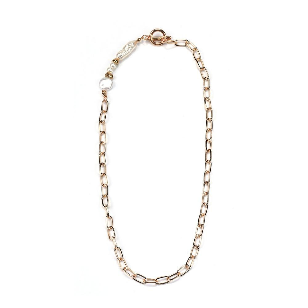 Simple Pearl Necklace, Fashionable Exaggerated Large Gold Chain, Versatile Metal Neck Chain, Personalized Collarbone Chain