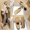 Damen Mokassins aus lockigem Lammfell echtes Leder Fell Flats Damen Band Schnalle Lammwolle Slipper Winter Fellschuhe für Frau
