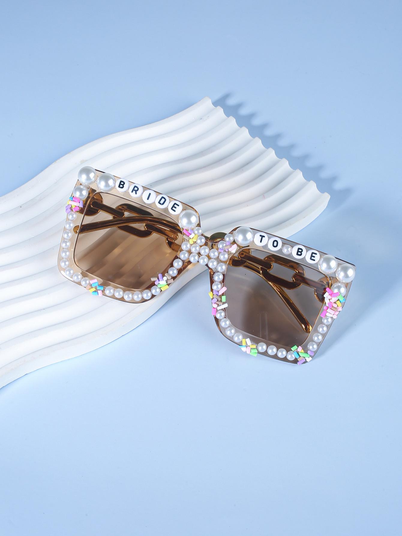 

Солнцезащитные очки в коробке Свадебные очки для вечеринки по случаю дня рождения Женские жемчужные солнцезащитные очки