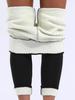 Women's High-Waisted Plus Velvet Lamb Fleece Leggings - Thickened, Plain, Warm, Autumn/Winter