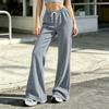 Women's Plaid Flare Pants with Waist for Casual and Home Wear