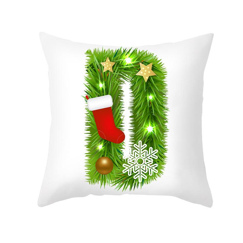 Christmas Pillow Cover Cartoon Green Letter Series Office Pillow Cover Printed Cushion Cover Cross-border