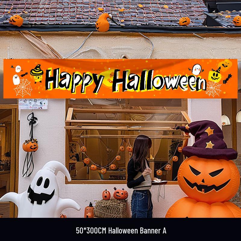 Halloween Pumpkin Banner: Outdoor Doorway & Wall Decor for Photo Props