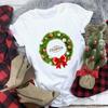 Women's Crew Neck Short Sleeve Graphic Print Christmas T-Shirts Loose Fit Casual Tees