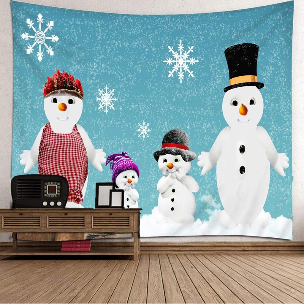 Snowman Snowflake Christmas Tapestry New Year Winter Party Tapestry Bedroom Dormitory Wall Hanging
