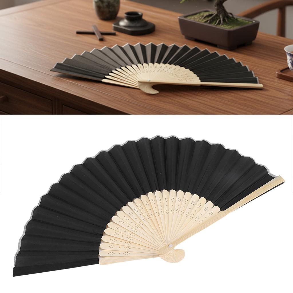 Folding Hand Fan 21cm Blank Silk Fabric Bamboo Folded Hand Fan for Wedding Daily Use