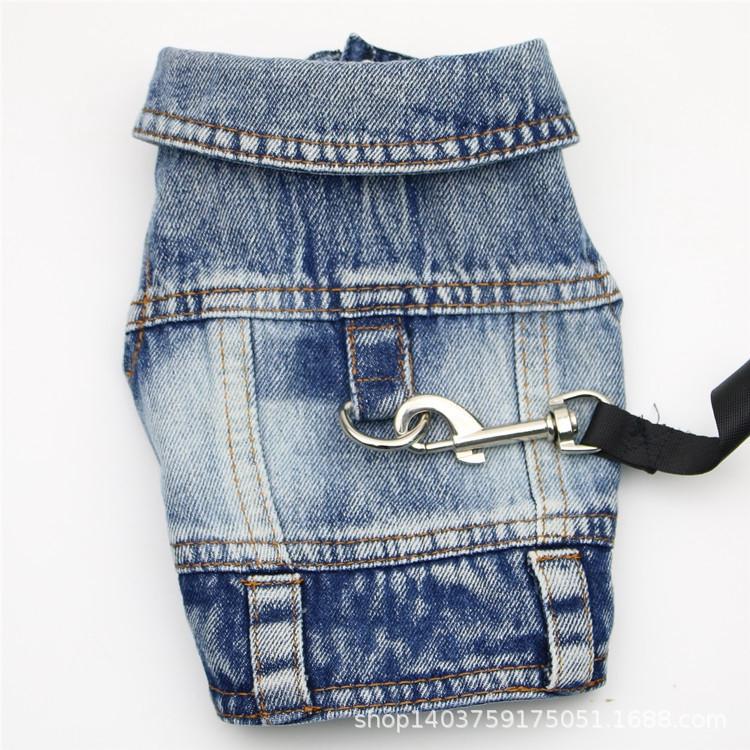 Dog Jeans Jacket Denim Coat For Small Medium Girl Boy Dogs Puppy Clothes Comfort Lapel Vest With D-Ring For Leash