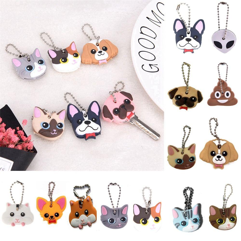 Home Accessories PVC Key Protective Case Animals Shape Dog Key Dust Cover Cartoon Key Pendant Coat Keys