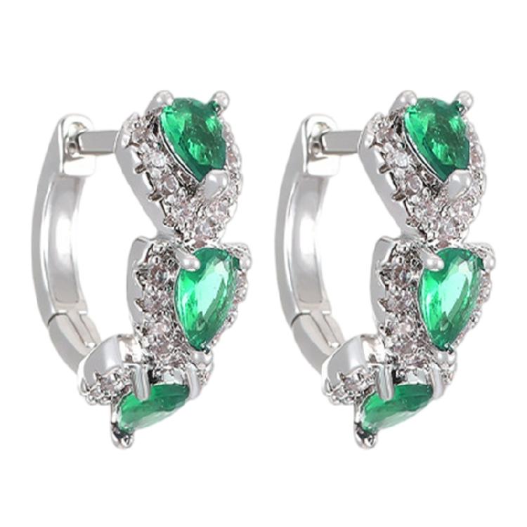 Elegant Hoop Earrings with Zirconia Sophisticated Zirconia Hoops Ear Rings for Women Suitable for Formal Event