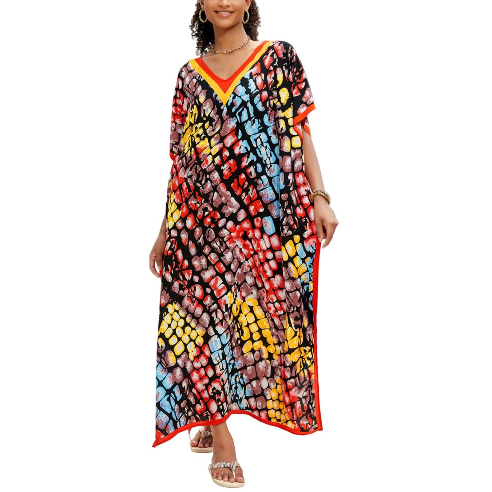 

Пляжная накидка с красочным цветочным принтом, свободный халат для отдыха, бикини, рубашка от солнца One Size