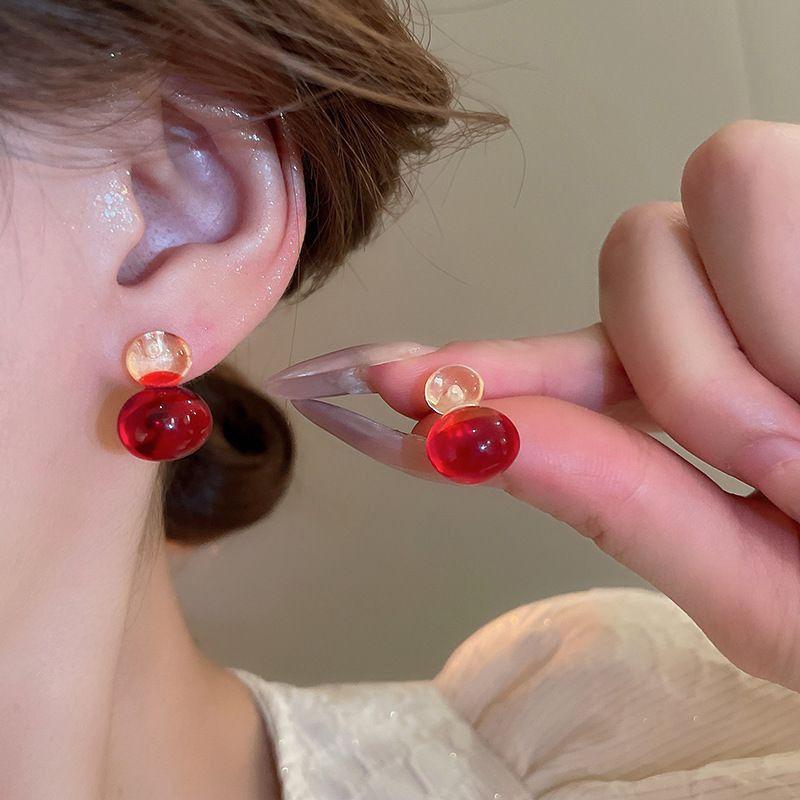 Red Love New Year's Earrings Women's Simple Festive Earrings Versatile Fashion Earrings